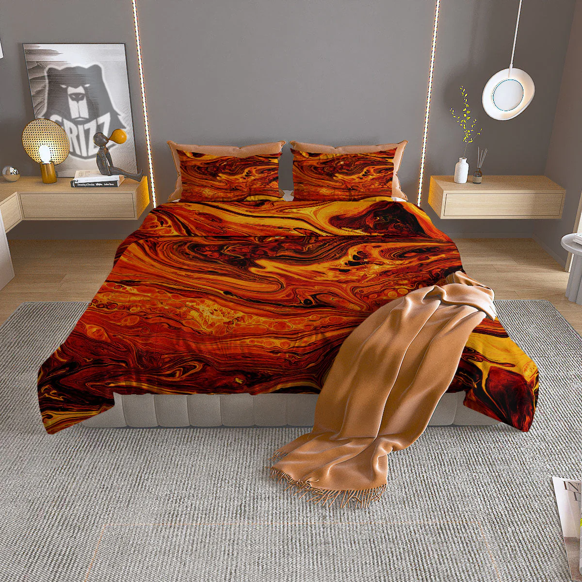 Texture Lava Print Duvet Cover Bedding Set