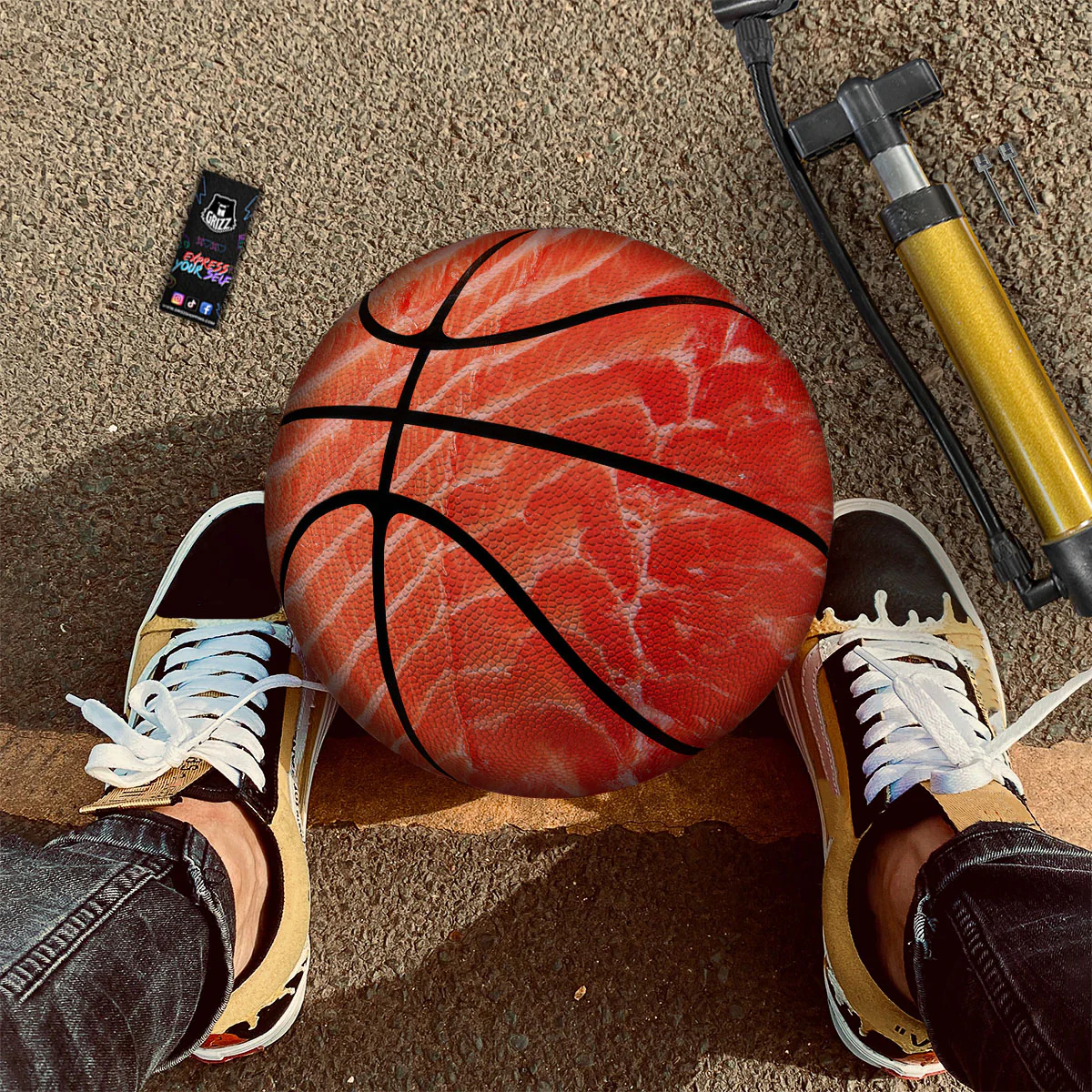 Texture Salmon Print Basketball - Image 2