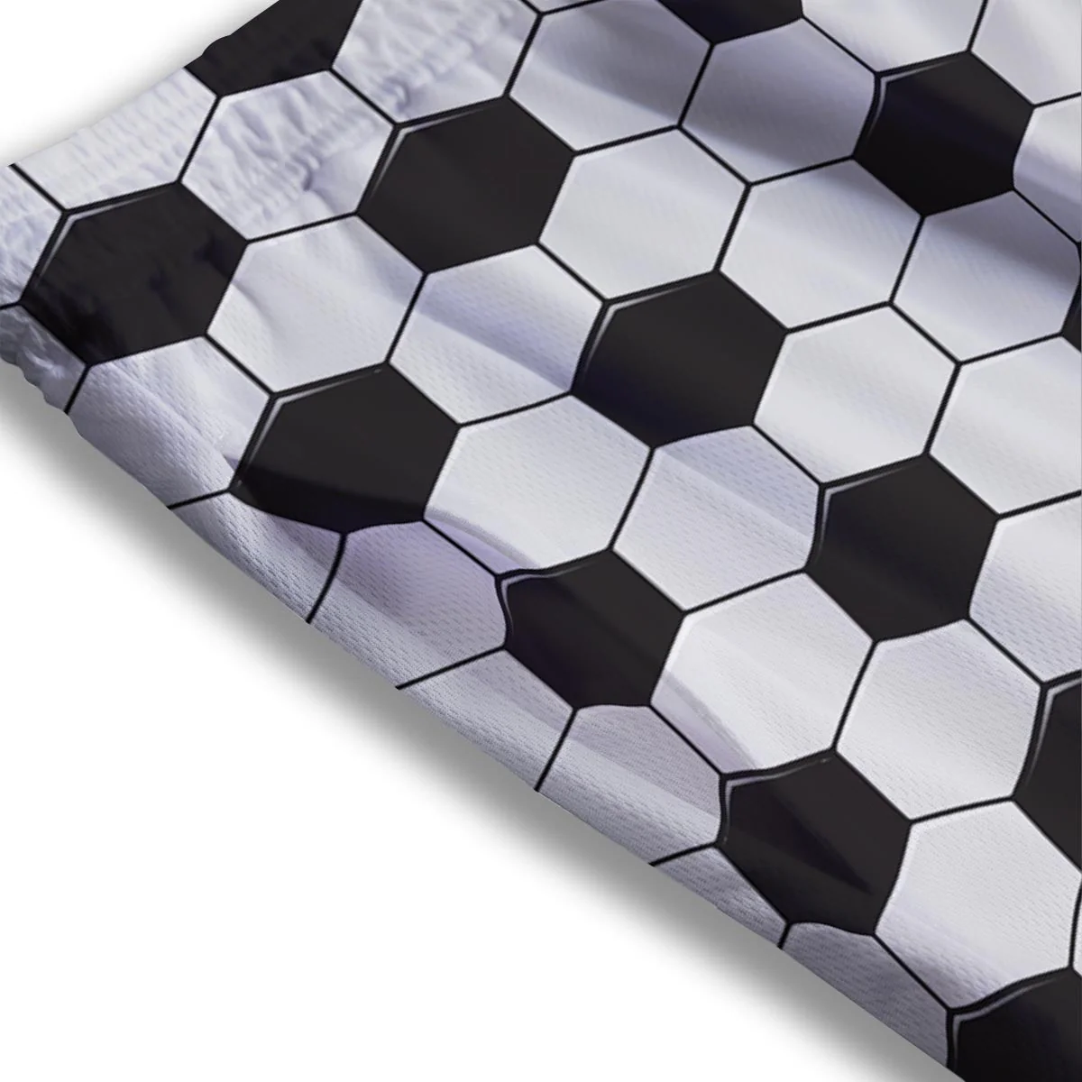 Texture Soccer Ball Print Pattern Mesh Shorts - Image 3