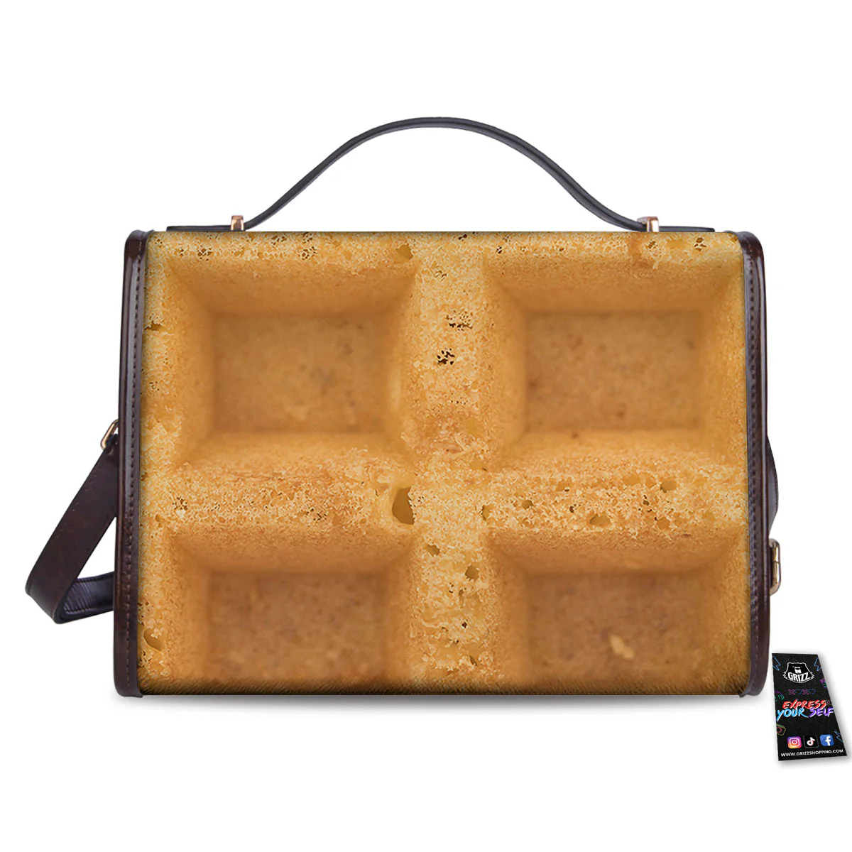 Texture Waffle Print Women's Satchel Bag - Image 2