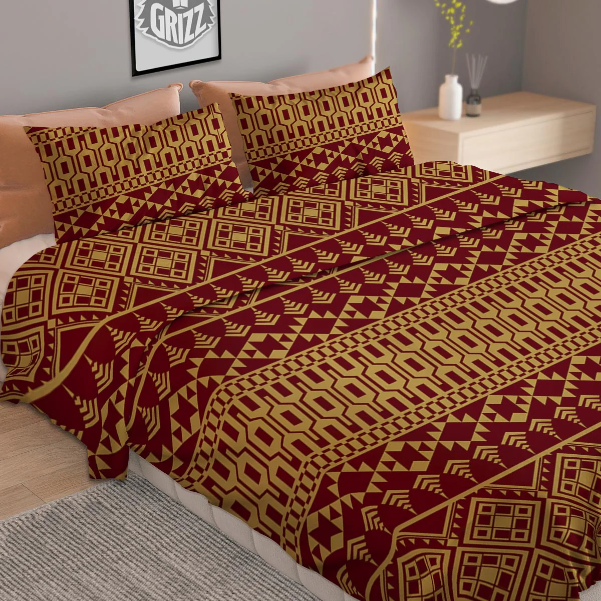 Thai Traditional Print Pattern Duvet Cover Bedding Set - Image 2