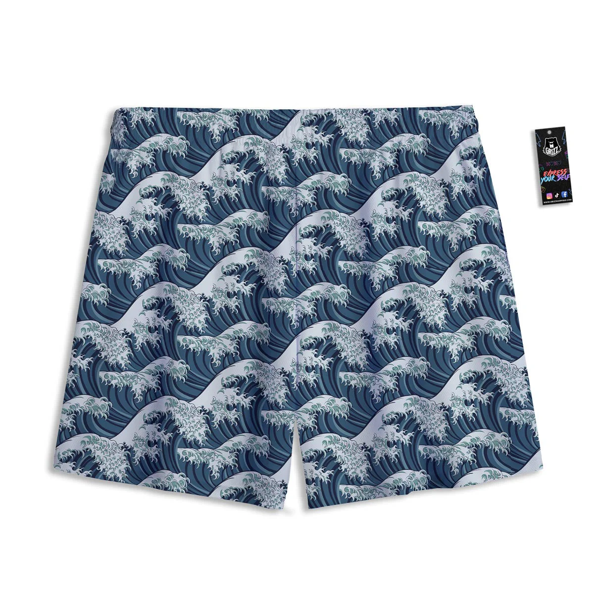 The Great Kanagawa Wave Print Pattern Mesh Shorts - Image 2