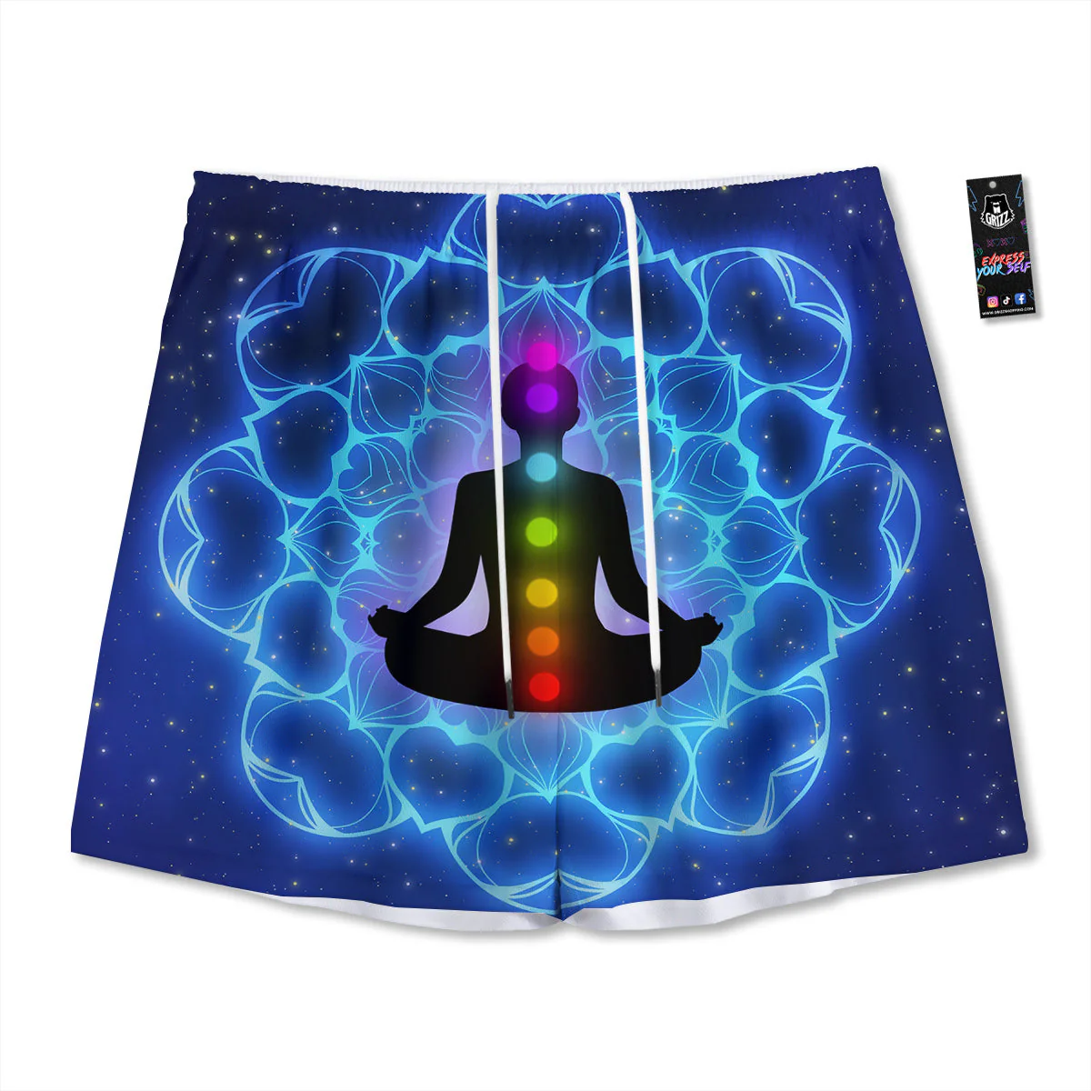 The Universe Chakras Print Mesh Shorts