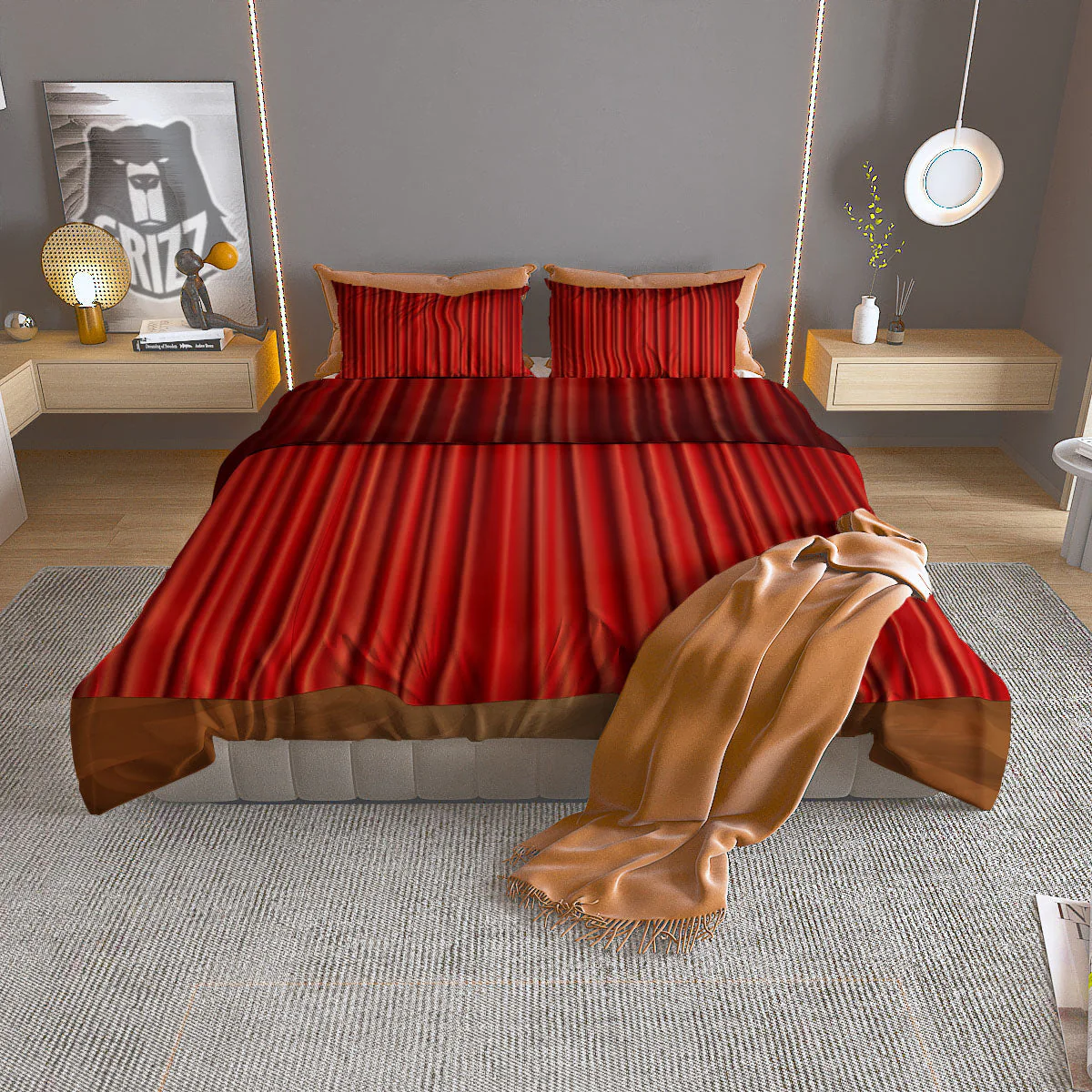 Theater Red Curtain Print Duvet Cover Bedding Set