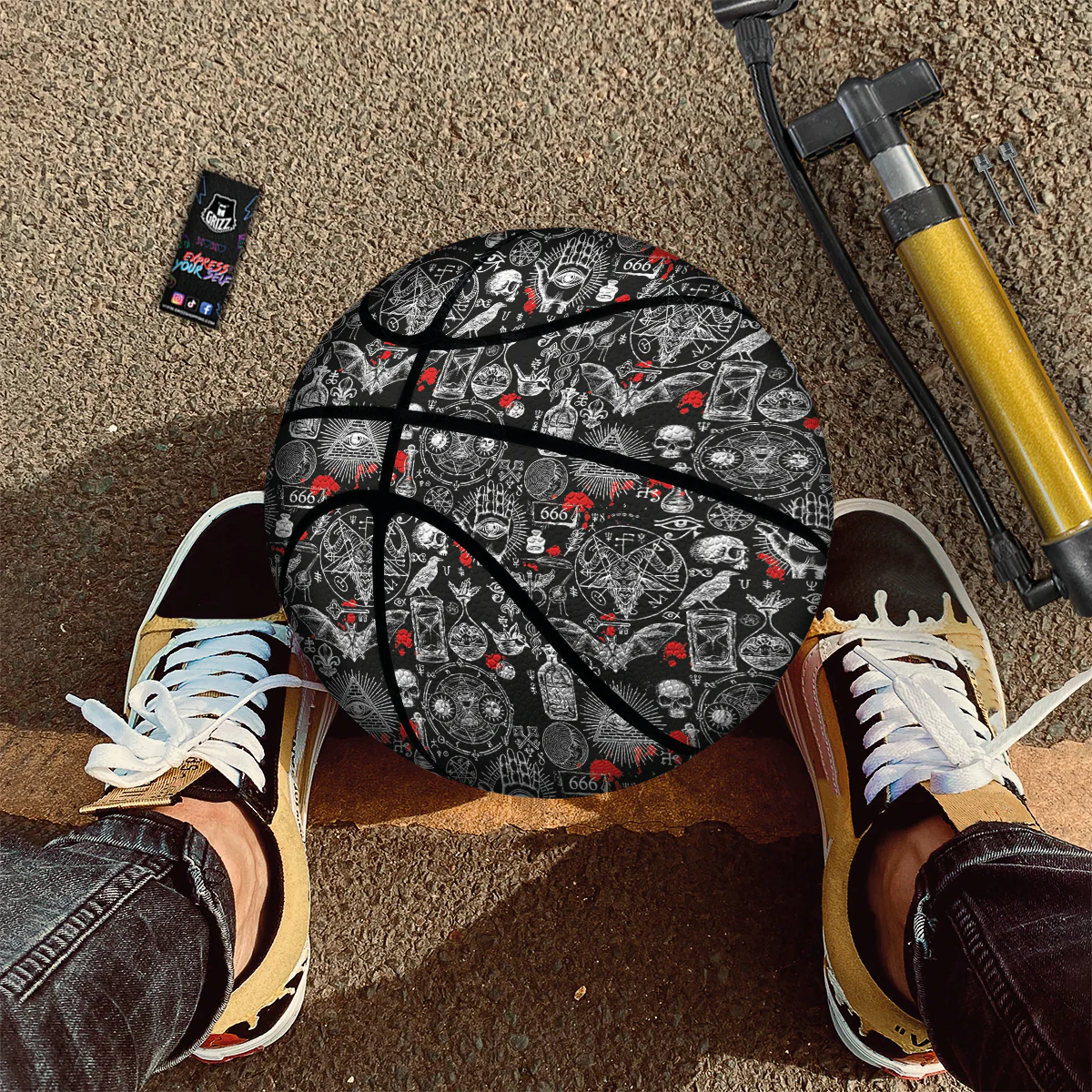Theme Of Satanism Print Pattern Basketball - Image 2