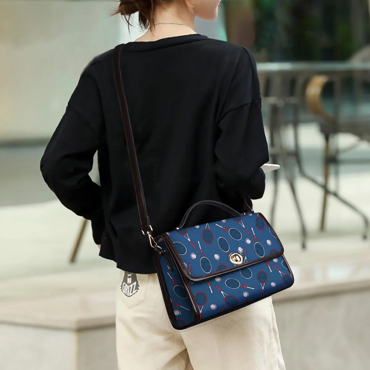 Theme Tennis Print Pattern Women's Satchel Bag - Image 3