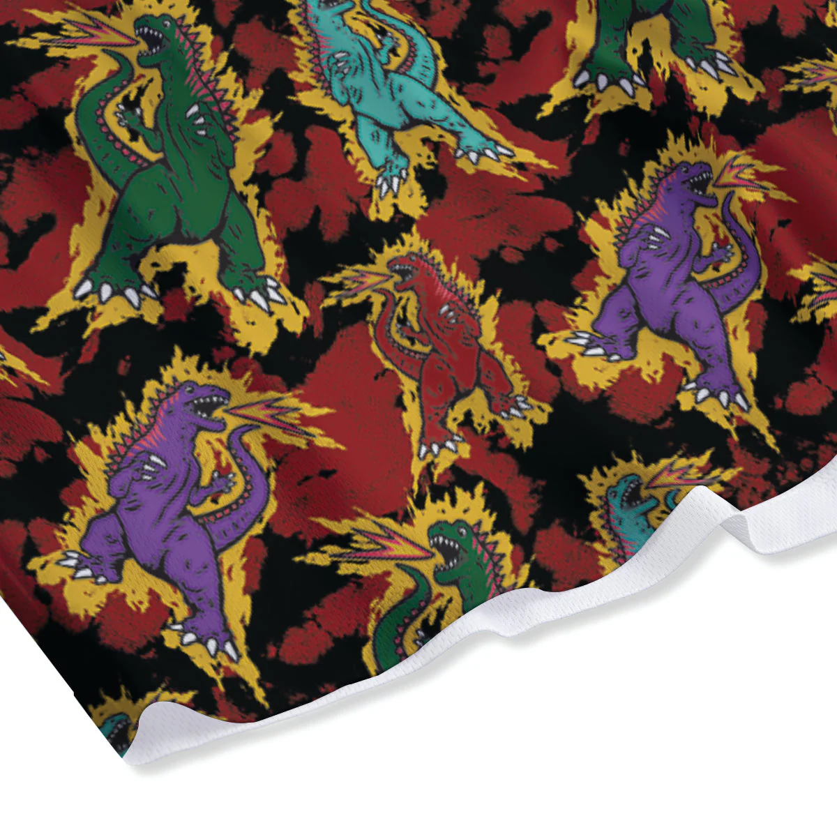 Tie Dye And Godzilla Print Pattern Mesh Shorts - Image 4