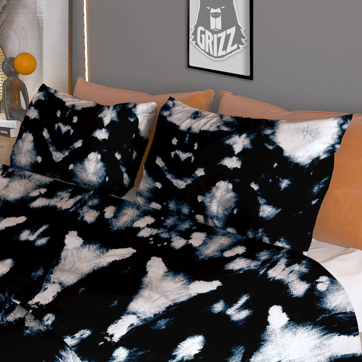 Tie Dye Black Backed Print Duvet Cover Bedding Set - Image 3
