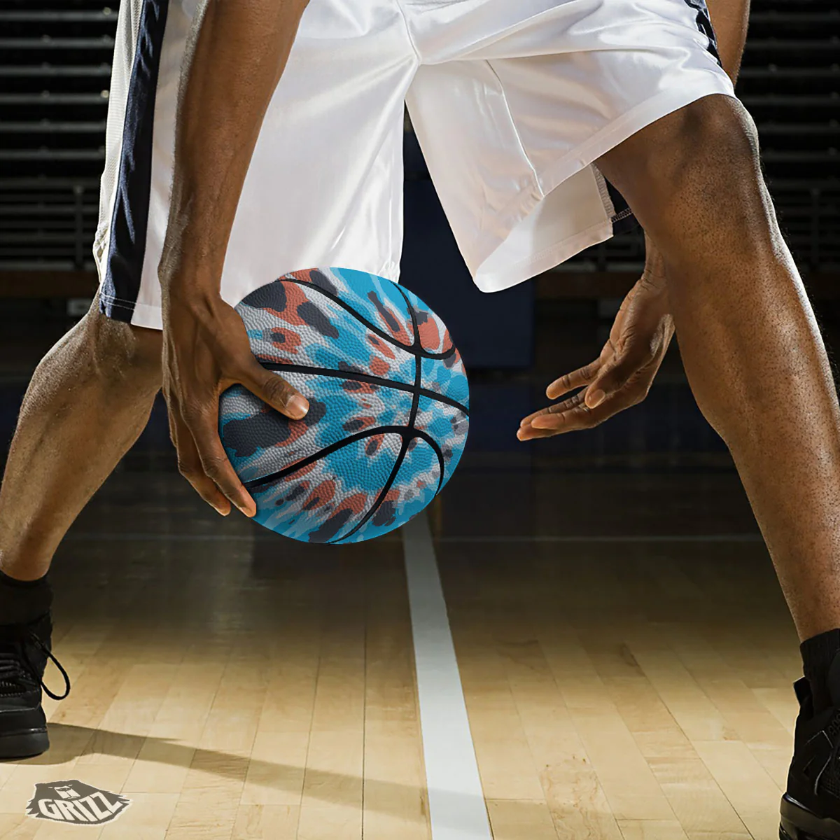 Tie Dye Blue And Orange Print Basketball - Image 3