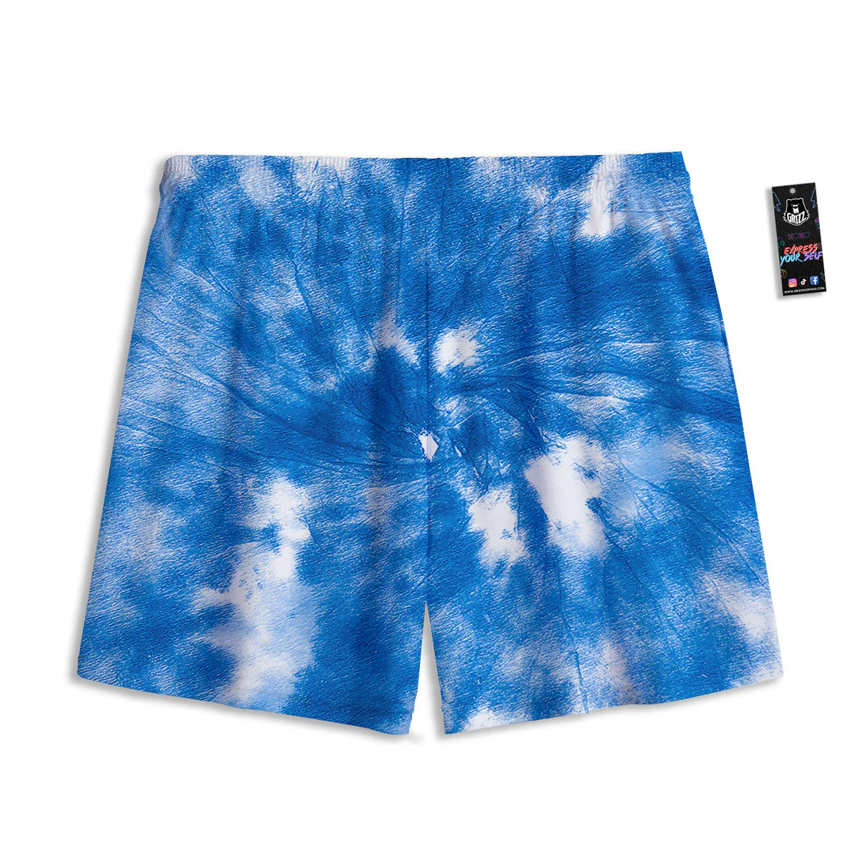 Tie Dye Blue And White Print Mesh Shorts - Image 2