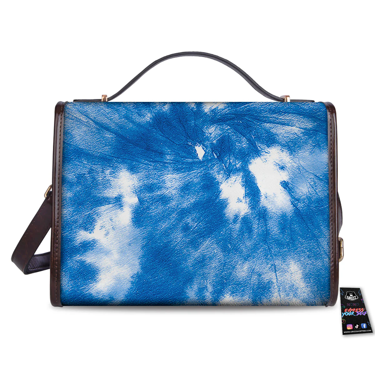 Tie Dye Blue And White Print Women's Satchel Bag - Image 2