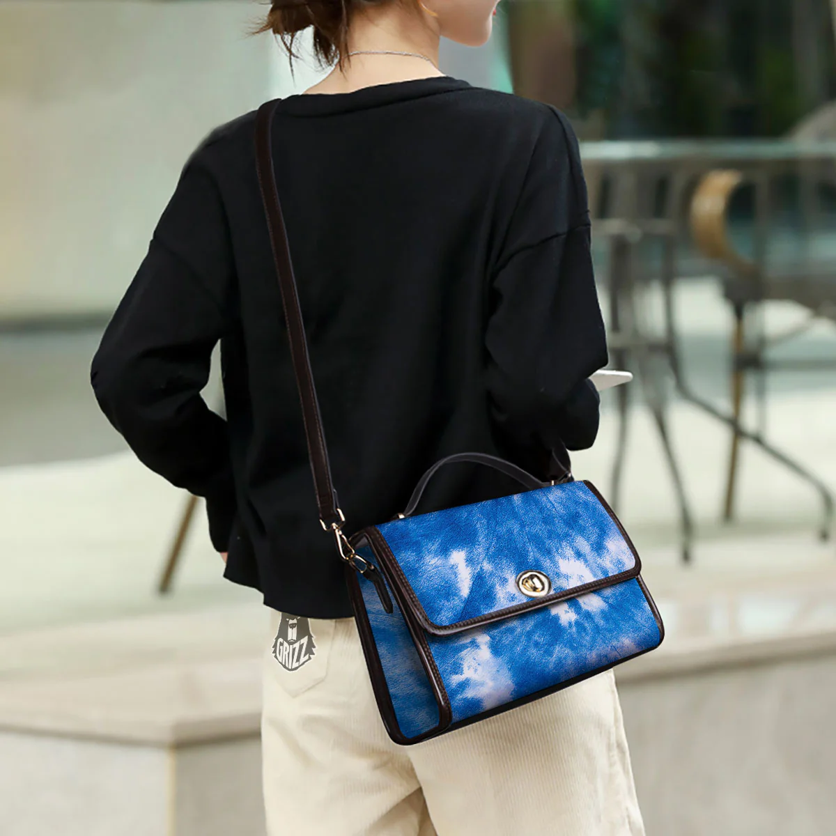 Tie Dye Blue And White Print Women's Satchel Bag - Image 3
