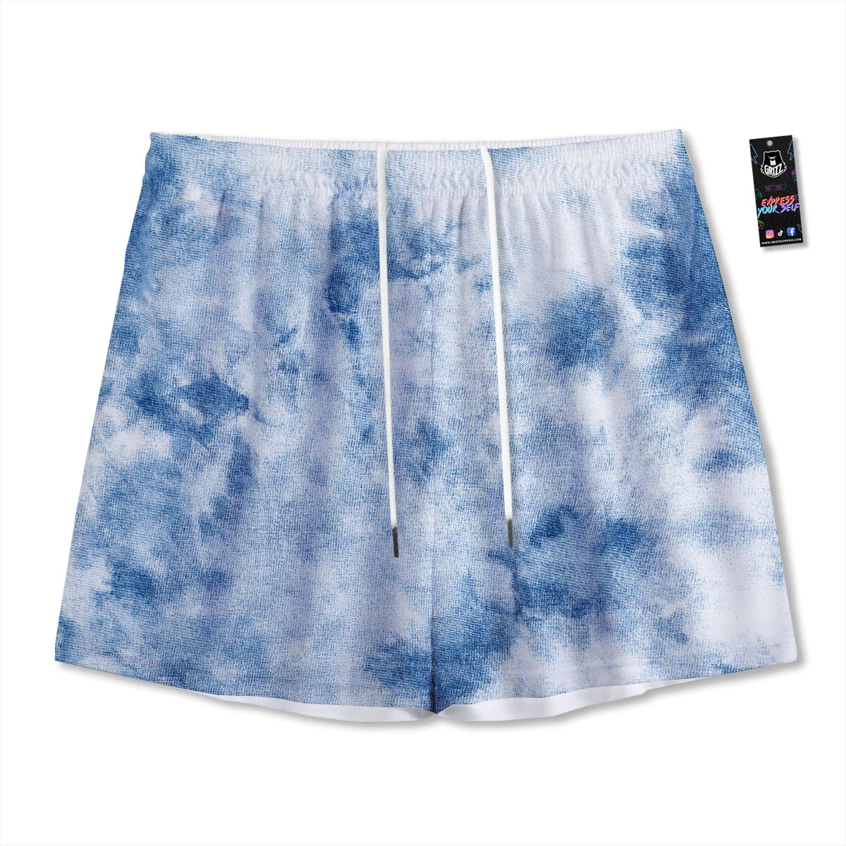 Tie Dye Blue Print Mesh Shorts