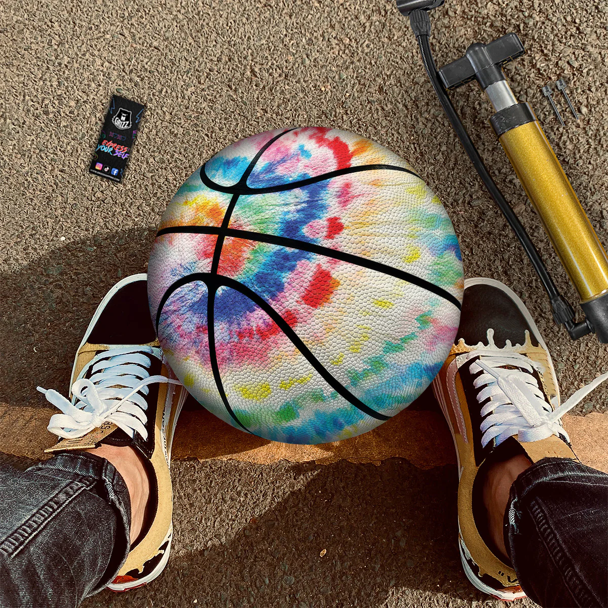 Tie Dye Bright Spiral Print Basketball - Image 2