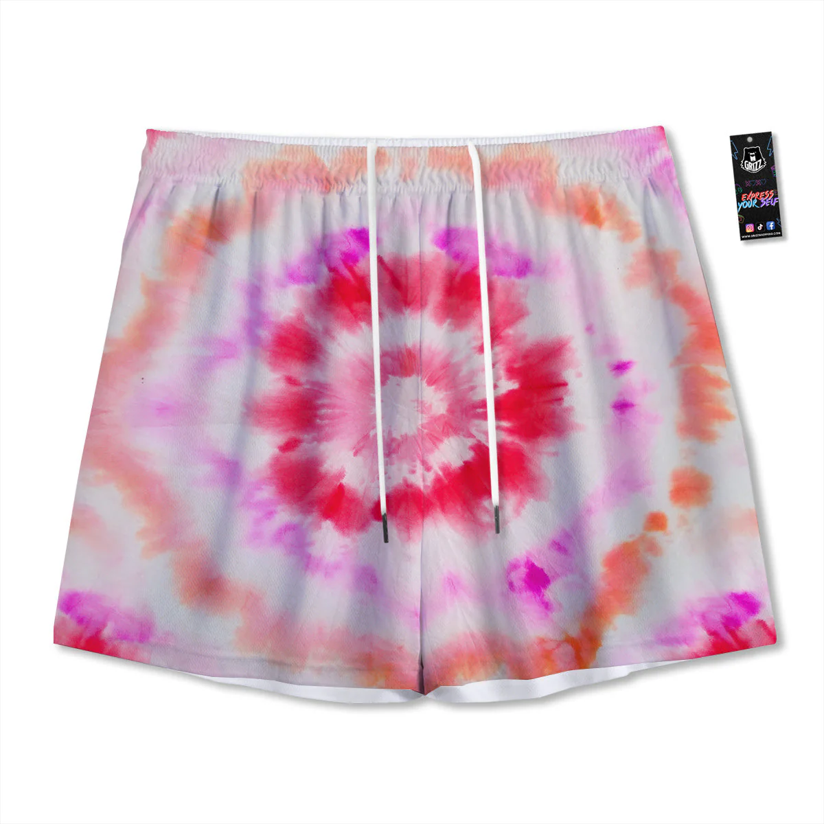 Tie Dye Circle Print Mesh Shorts
