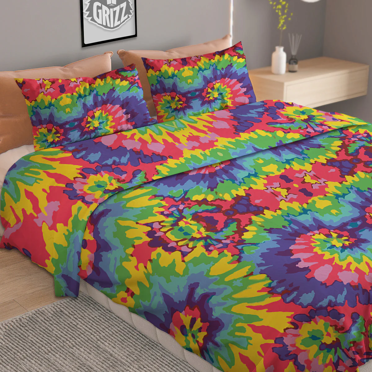 Tie Dye Colorful Abstract Print Pattern Duvet Cover Bedding Set - Image 2