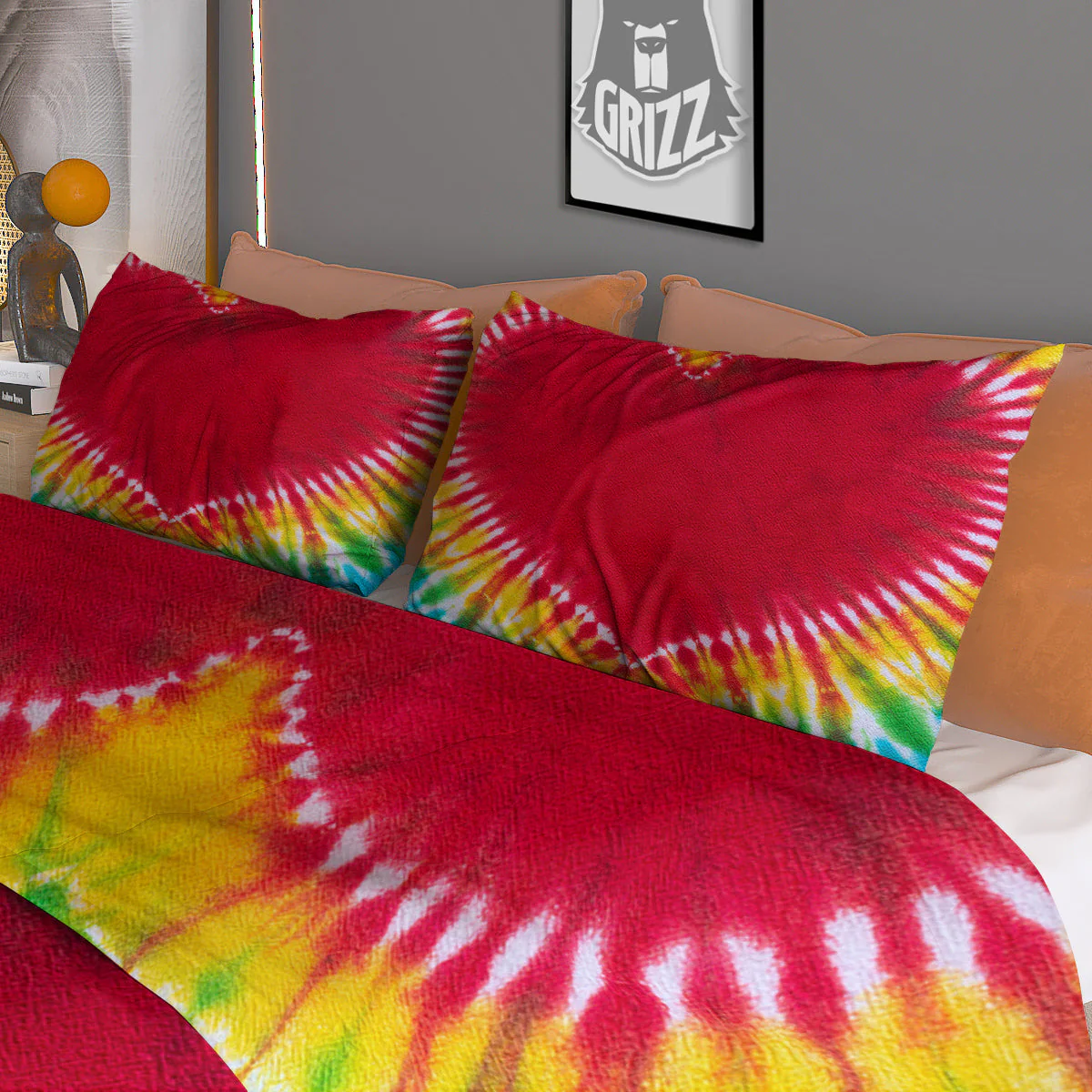 Tie Dye Colorful Heart Print Duvet Cover Bedding Set - Image 3
