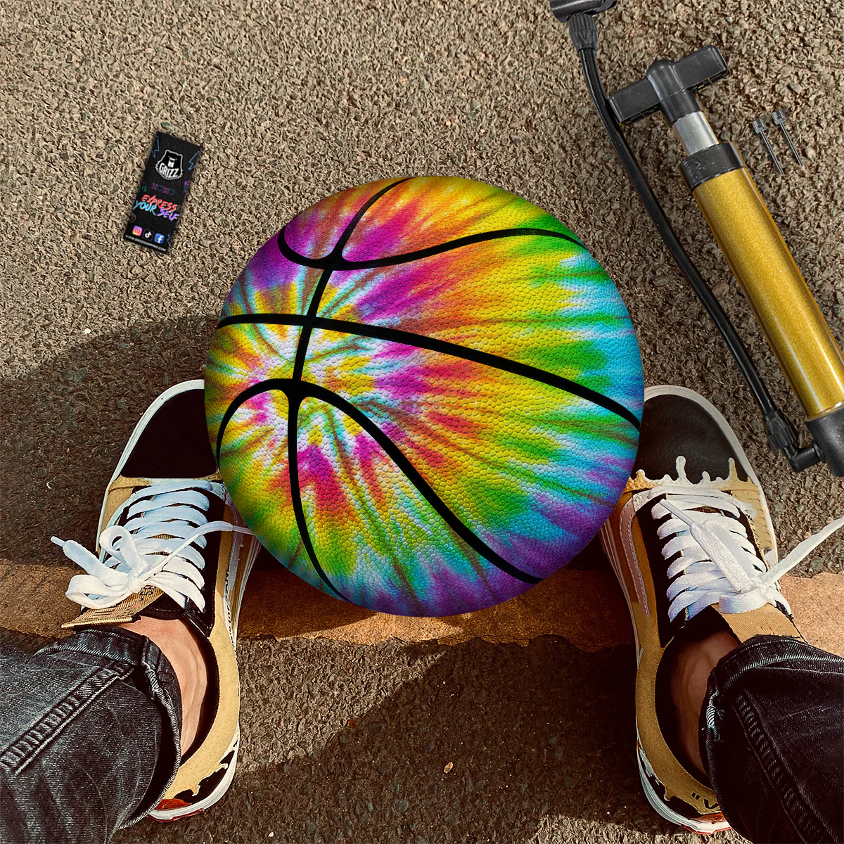 Tie Dye Colorful Hippie Print Basketball - Image 3