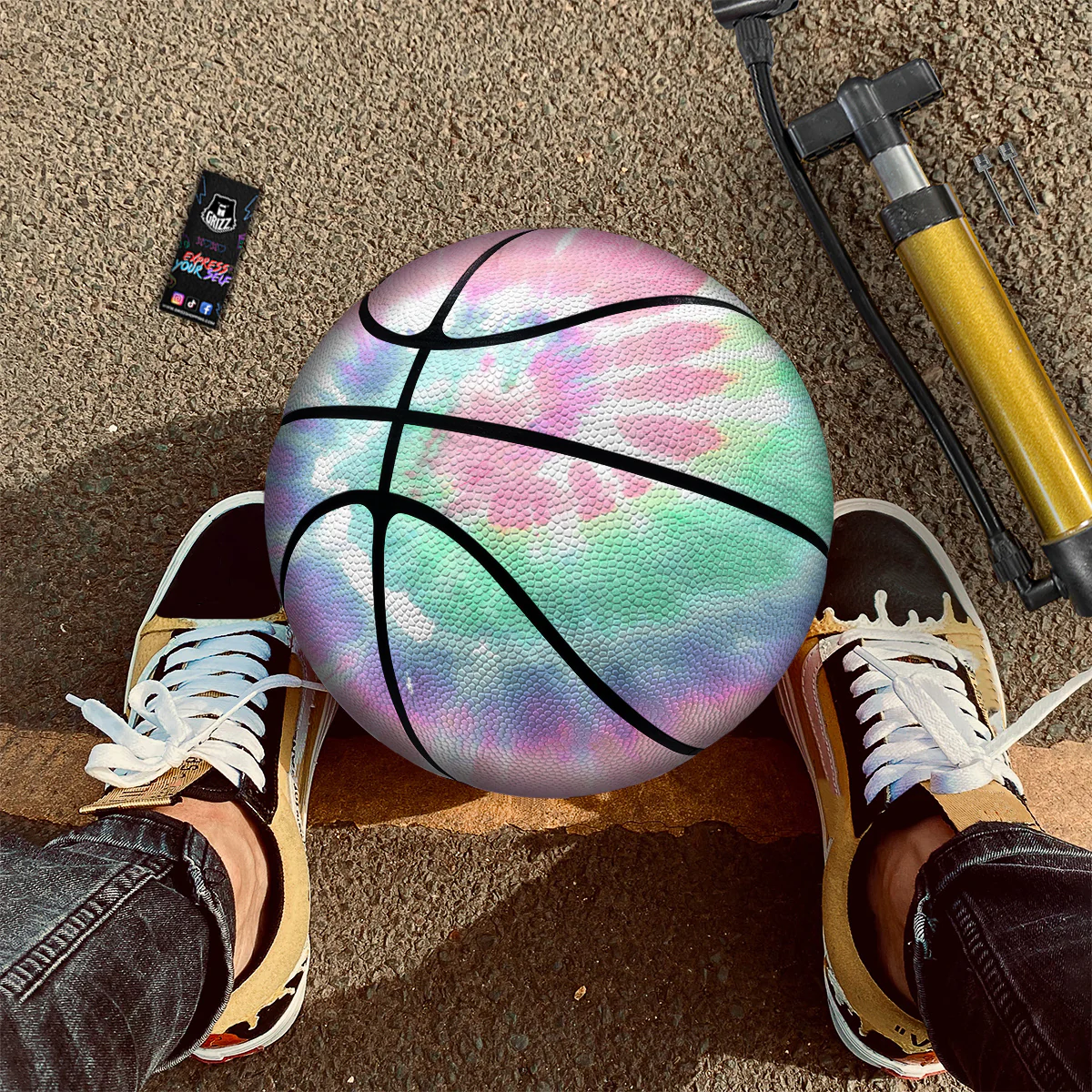 Tie Dye Colorful Spiral Print Basketball - Image 2