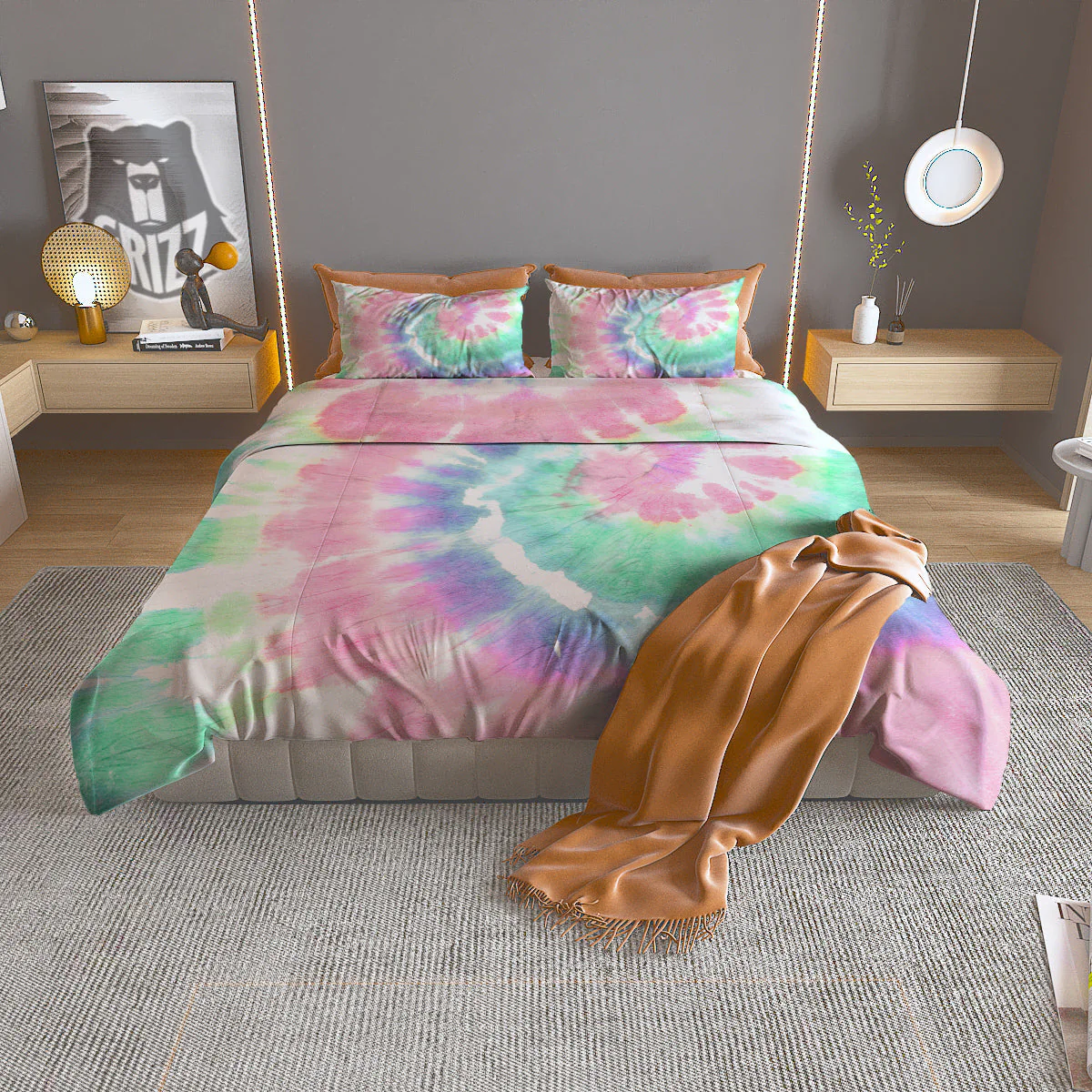 Tie Dye Colorful Spiral Print Duvet Cover Bedding Set