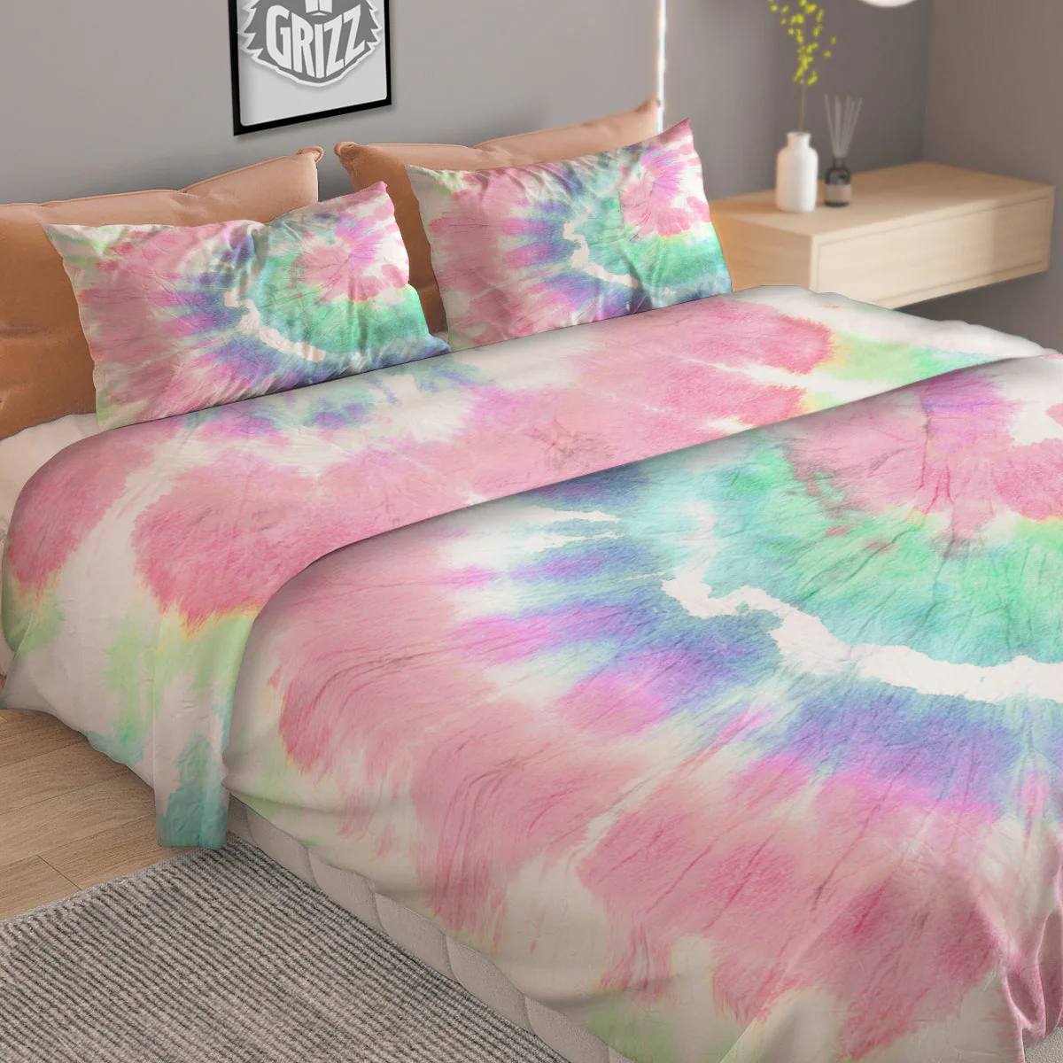 Tie Dye Colorful Spiral Print Duvet Cover Bedding Set - Image 2