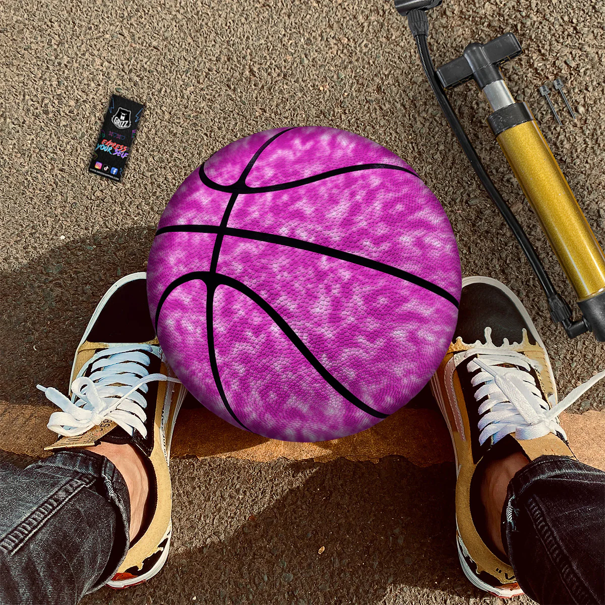 Tie Dye Hot Pink Print Pattern Basketball - Image 2