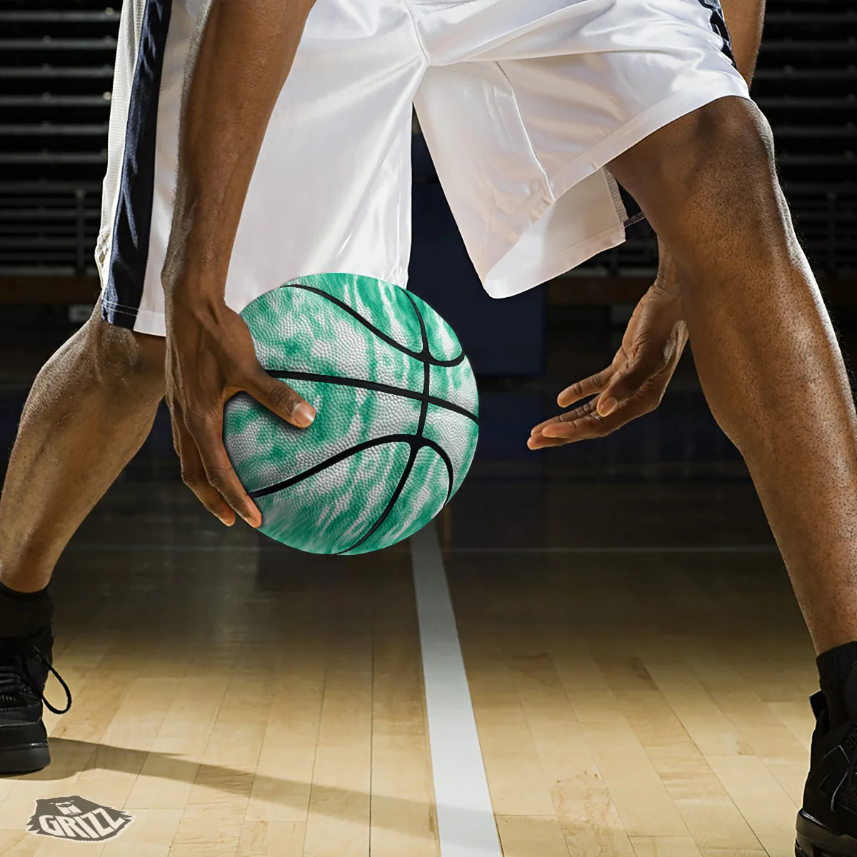 Tie Dye Mint Green Watercolor Print Basketball - Image 3