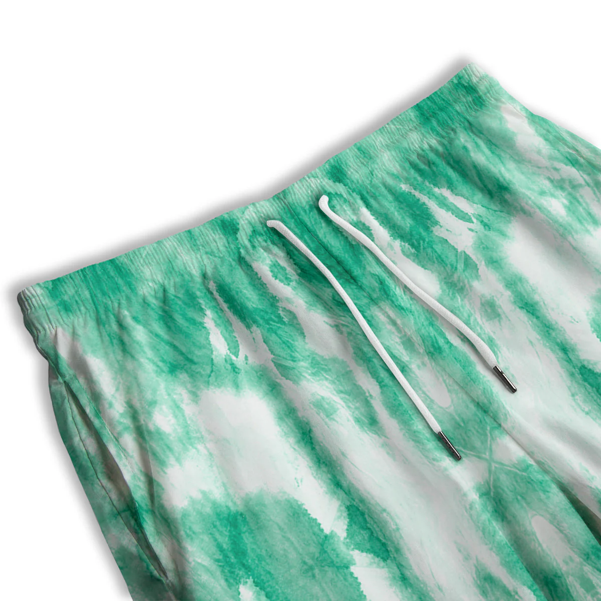Tie Dye Mint Green Watercolor Print Men's Athletic Shorts - Image 3