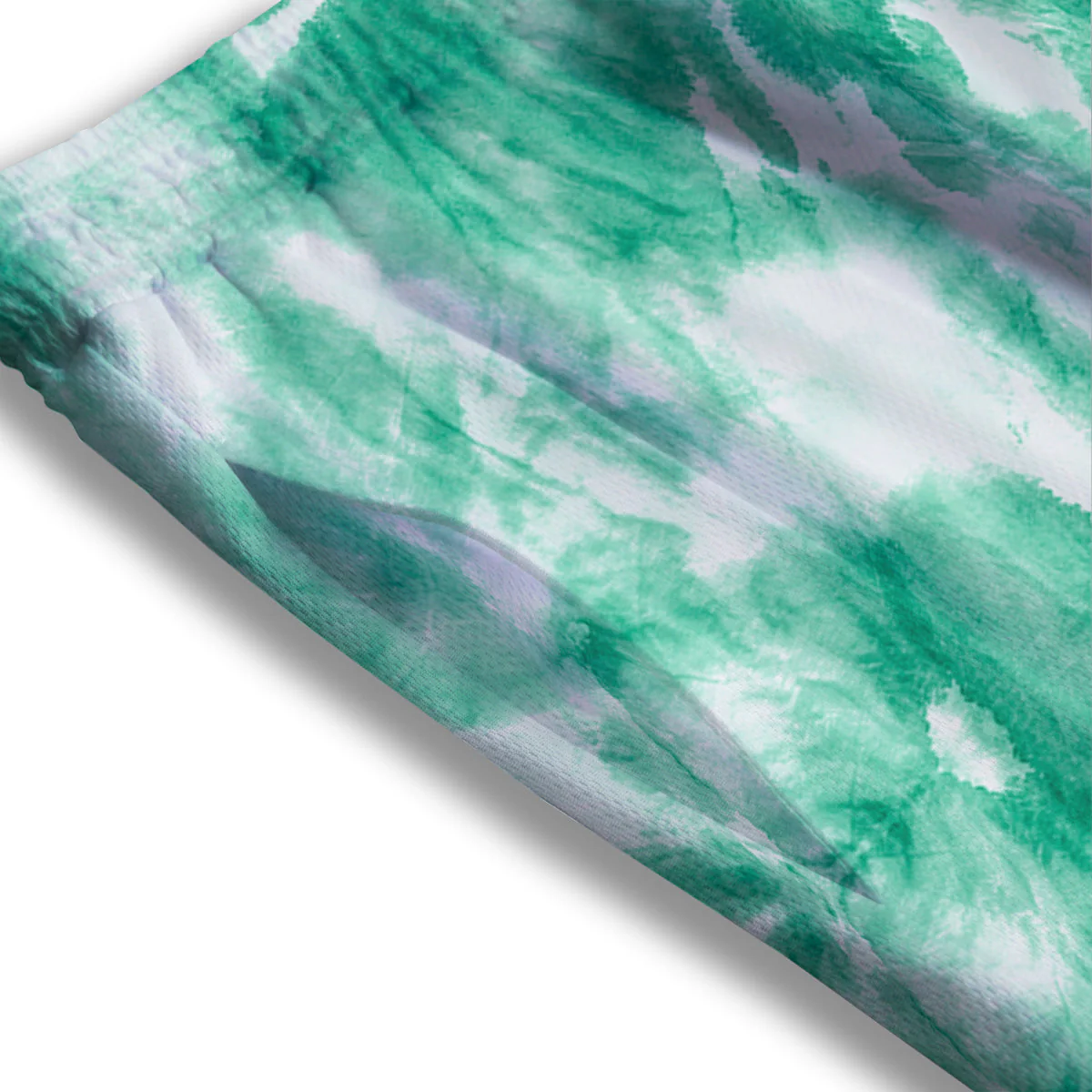 Tie Dye Mint Green Watercolor Print Mesh Shorts - Image 3