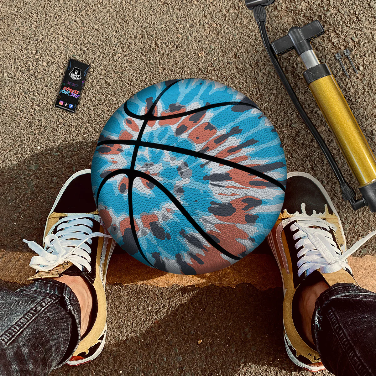 Tie Dye Orange And Blue Print Basketball - Image 2