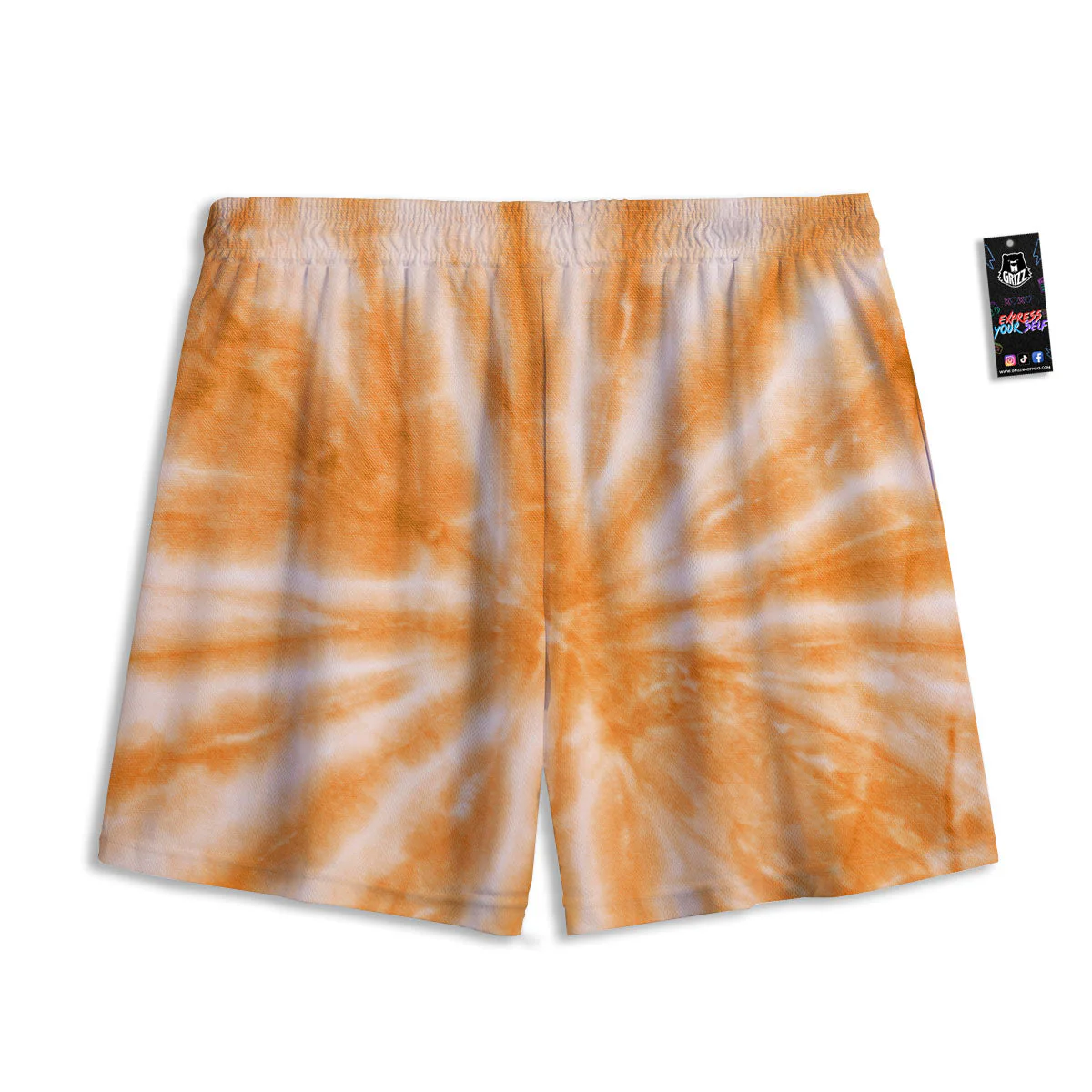 Tie Dye Orange Print Mesh Shorts - Image 2