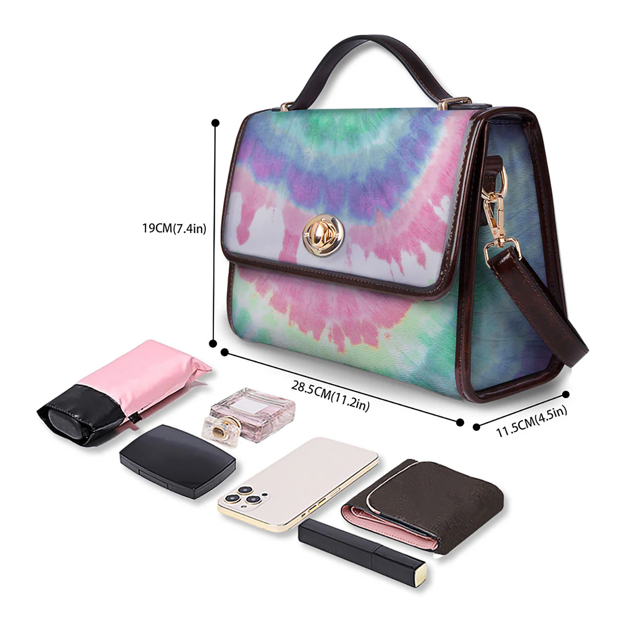 Tie Dye Pastel Print Women's Satchel Bag - Image 4