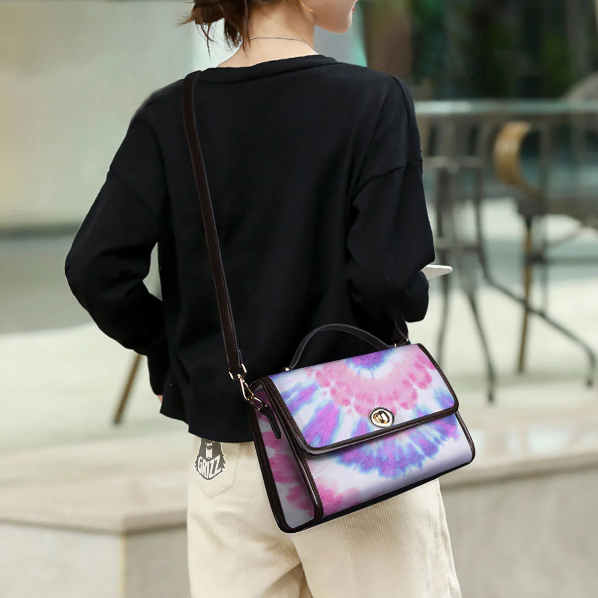 Tie Dye Pastel Spiral Print Women's Satchel Bag - Image 3