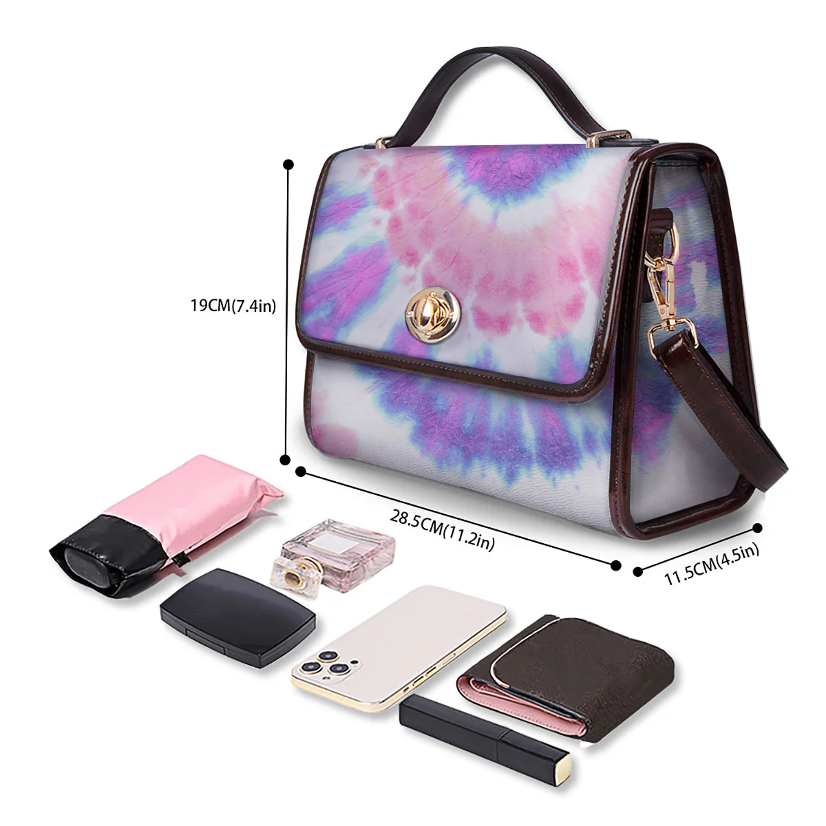 Tie Dye Pastel Spiral Print Women's Satchel Bag - Image 4