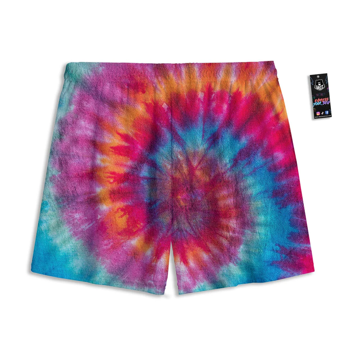 Tie Dye Pattern Print Mesh Shorts - Image 2