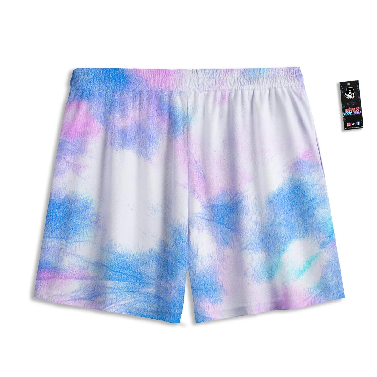 Tie Dye Pink And Teal Print Mesh Shorts - Image 2