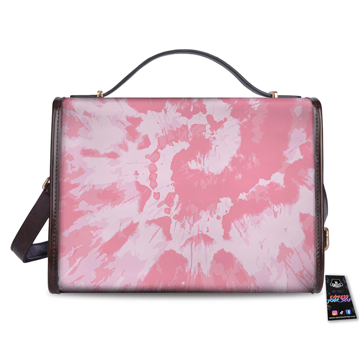 Tie Dye Pink Shibori Print Women's Satchel Bag - Image 2
