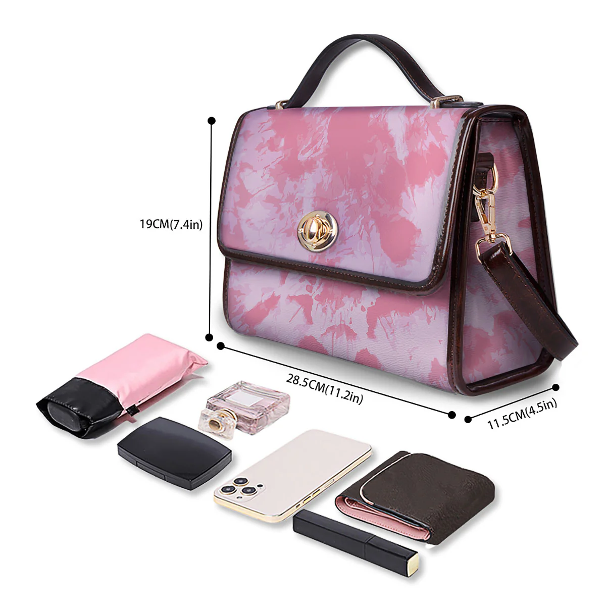 Tie Dye Pink Shibori Print Women's Satchel Bag - Image 4