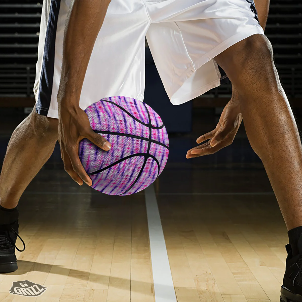 Tie Dye Purple Pink Print Pattern Basketball - Image 3