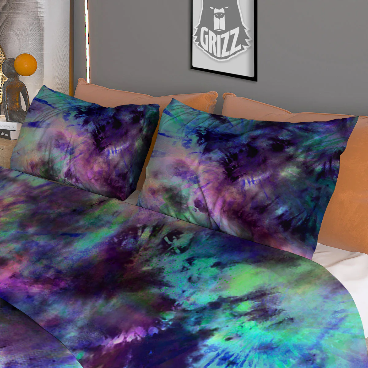 Tie Dye Rainbow And Black Print Duvet Cover Bedding Set - Image 3
