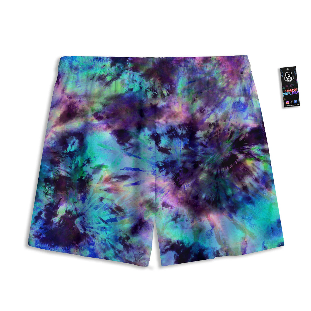 Tie Dye Rainbow And Black Print Mesh Shorts - Image 2