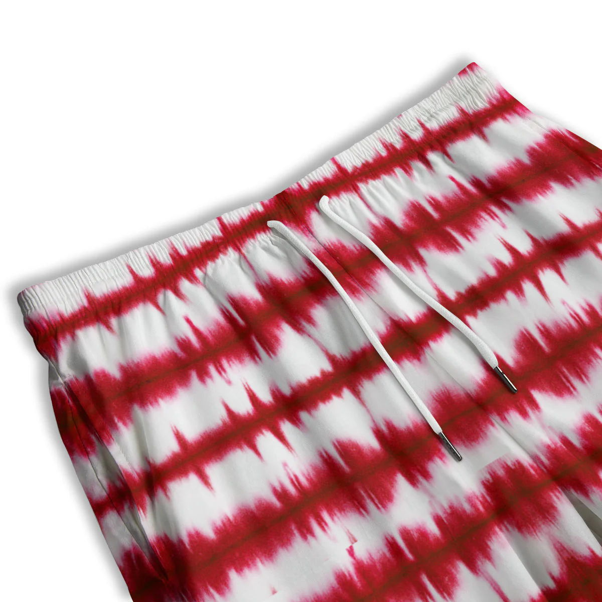 Tie Dye Red Stripe Print Pattern Men's Athletic Shorts - Image 3