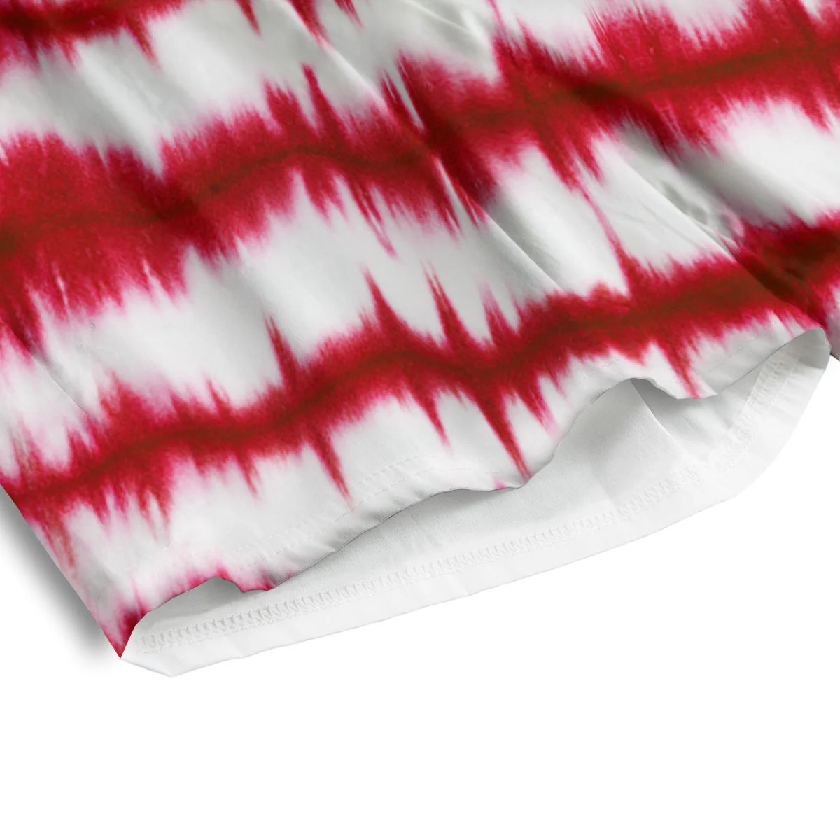 Tie Dye Red Stripe Print Pattern Men's Athletic Shorts - Image 4