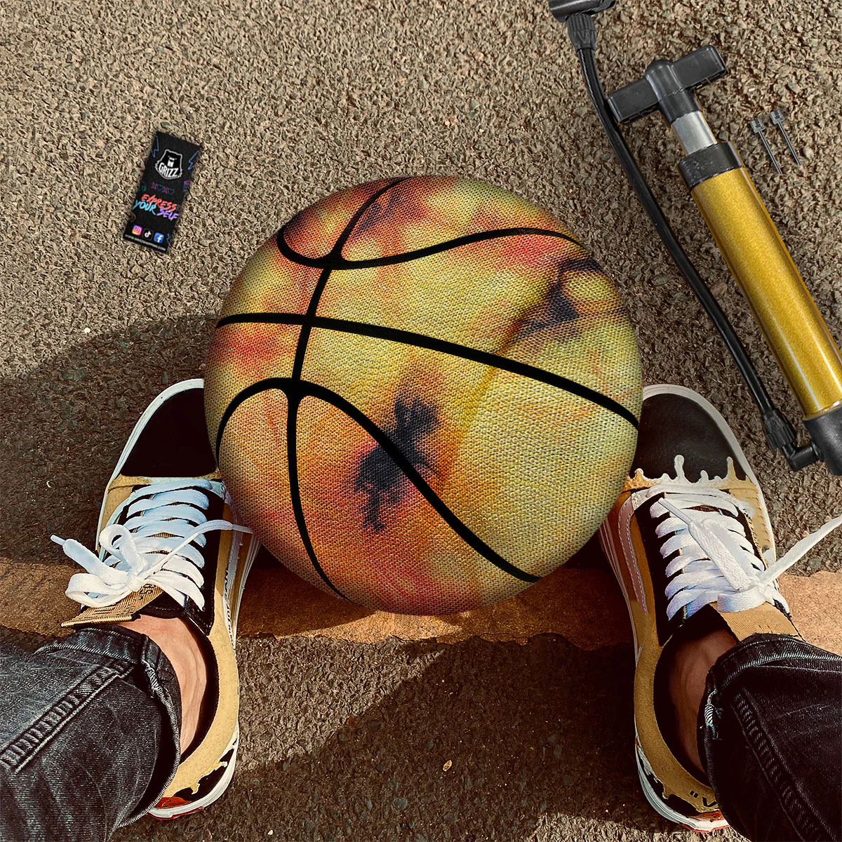 Tie Dye Red Yellow And Orange Print Basketball - Image 2