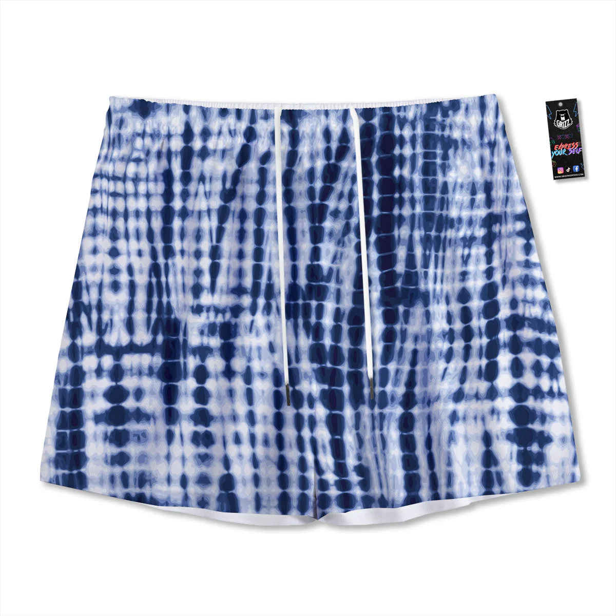 Tie Dye Shibori Blue Print Mesh Shorts