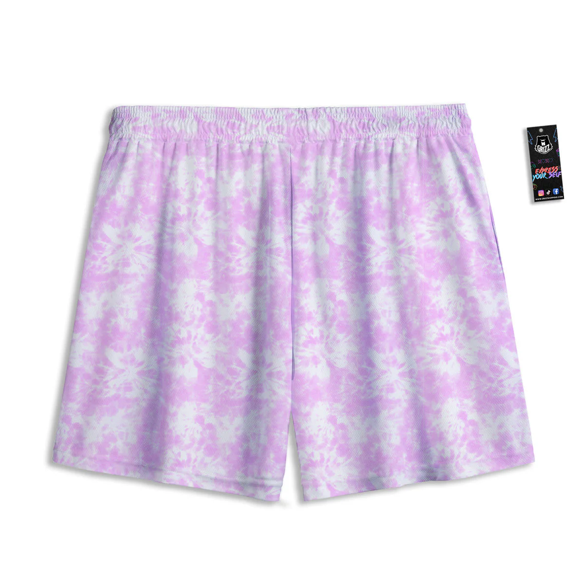 Tie Dye Shibori Pink Print Pattern Mesh Shorts - Image 2