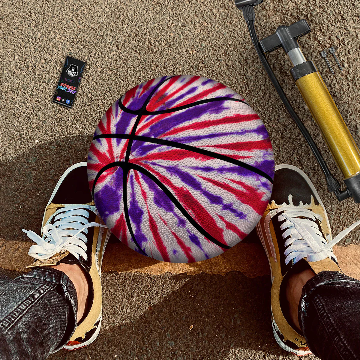 Tie Dye Spider Red And Purple Print Basketball - Image 2