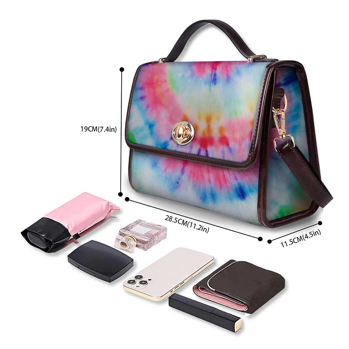 Tie Dye Swirl Print Women's Satchel Bag - Image 4