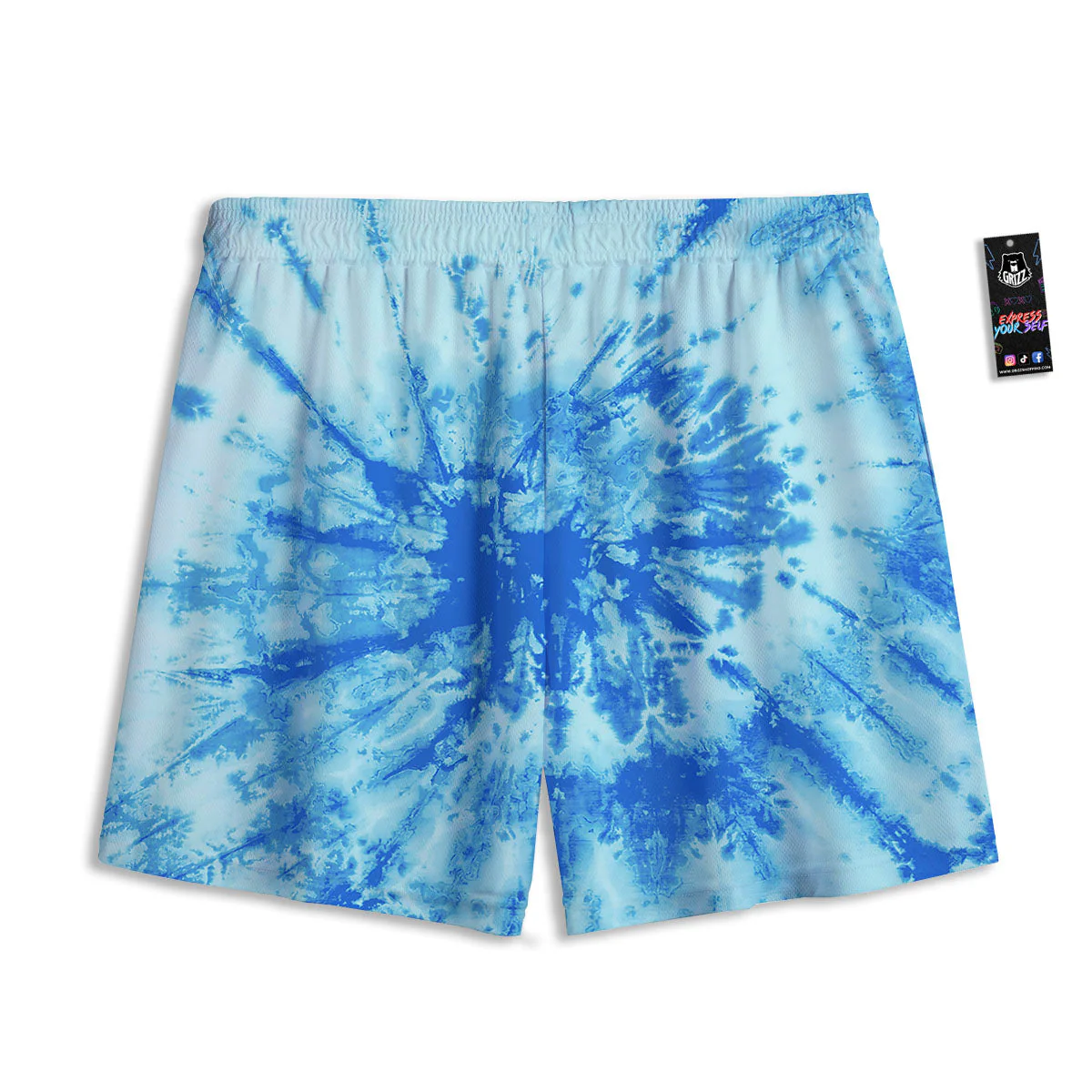 Tie Dye Turquoise Print Mesh Shorts - Image 2
