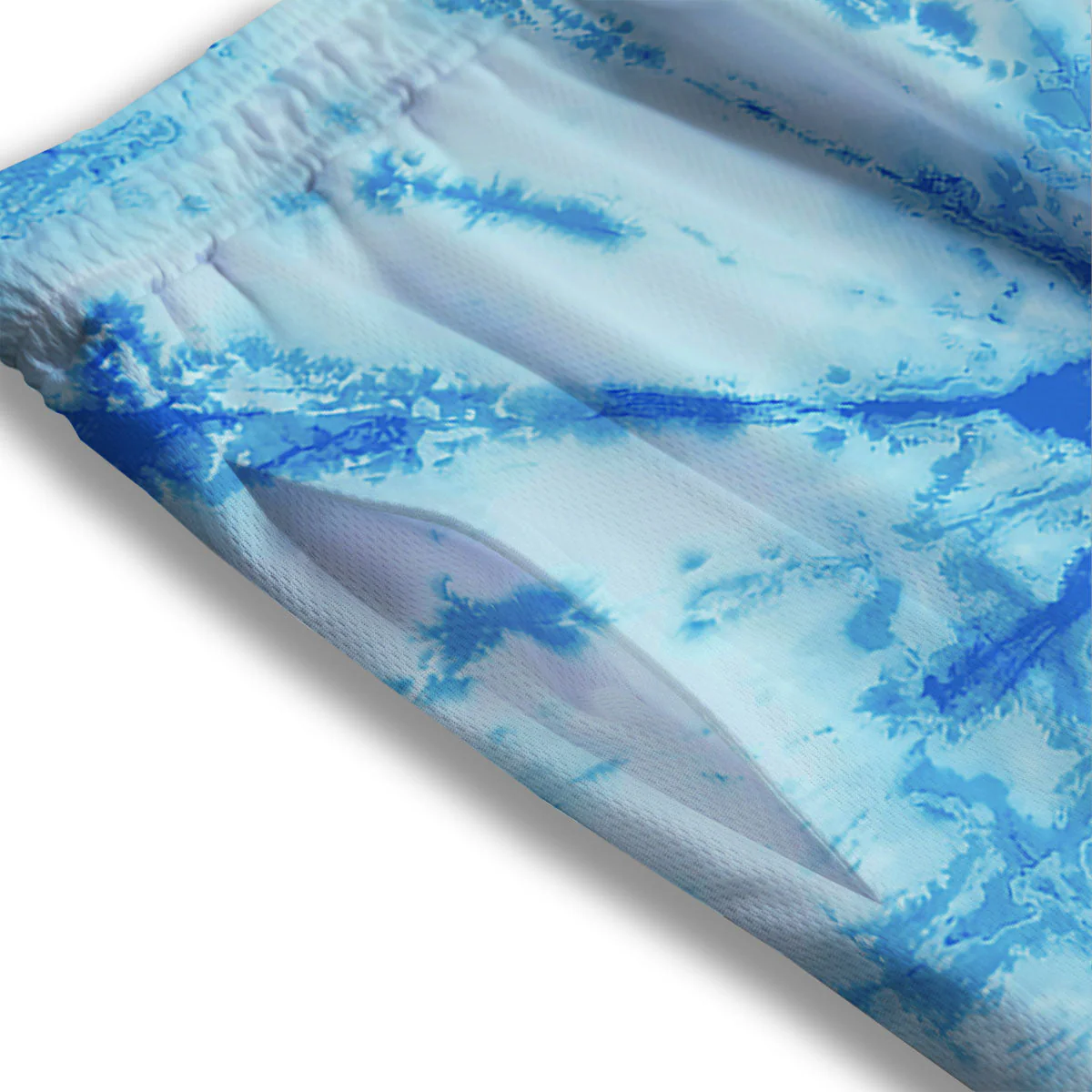 Tie Dye Turquoise Print Mesh Shorts - Image 3